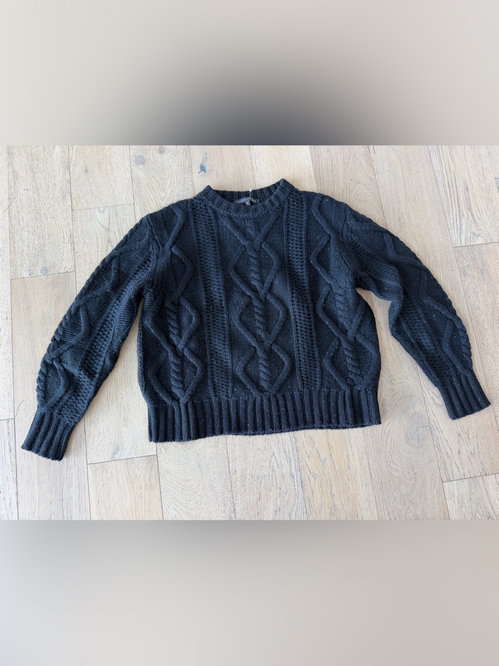 Naked Cashmere Black Cable Knit Crewneck Sweater Size Medium 100% Luxury